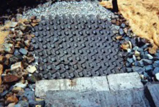 Ajacks concrete armor units protecting a channel drop.