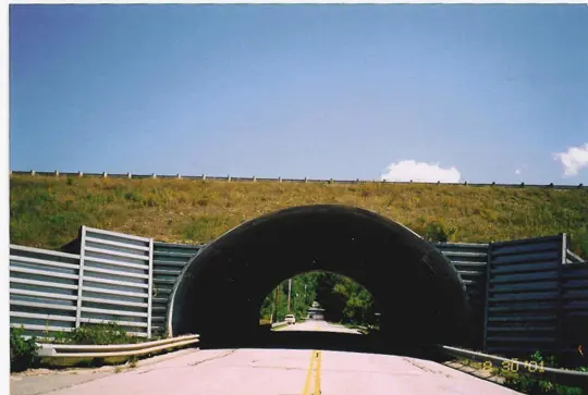 A buried bridge made from structural plate.